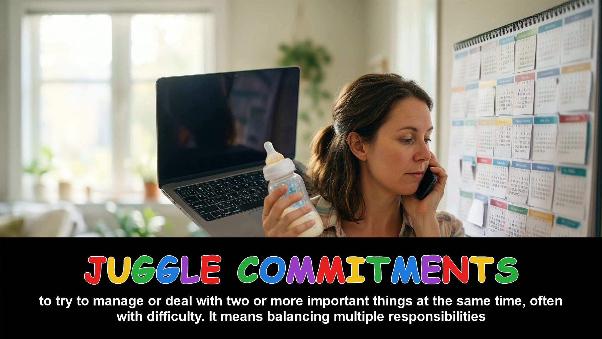 English Illustration for juggle commitments